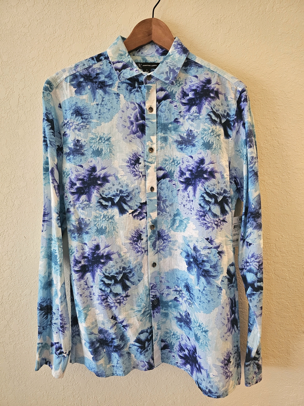 INC International Concepts Blue Floral Button-Down Shirt